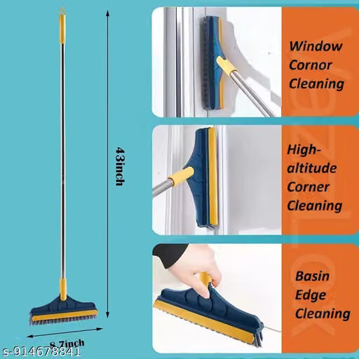 Bathroom Cleaning Brush with Wiper Tiles Cleaning Brush Floor Scrub
