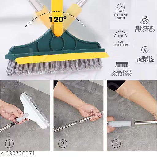 Bathroom Cleaning Brush with Wiper Tiles Cleaning Brush Floor Scrub