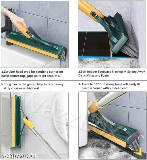 Bathroom Cleaning Brush with Wiper Tiles Cleaning Brush Floor Scrub
